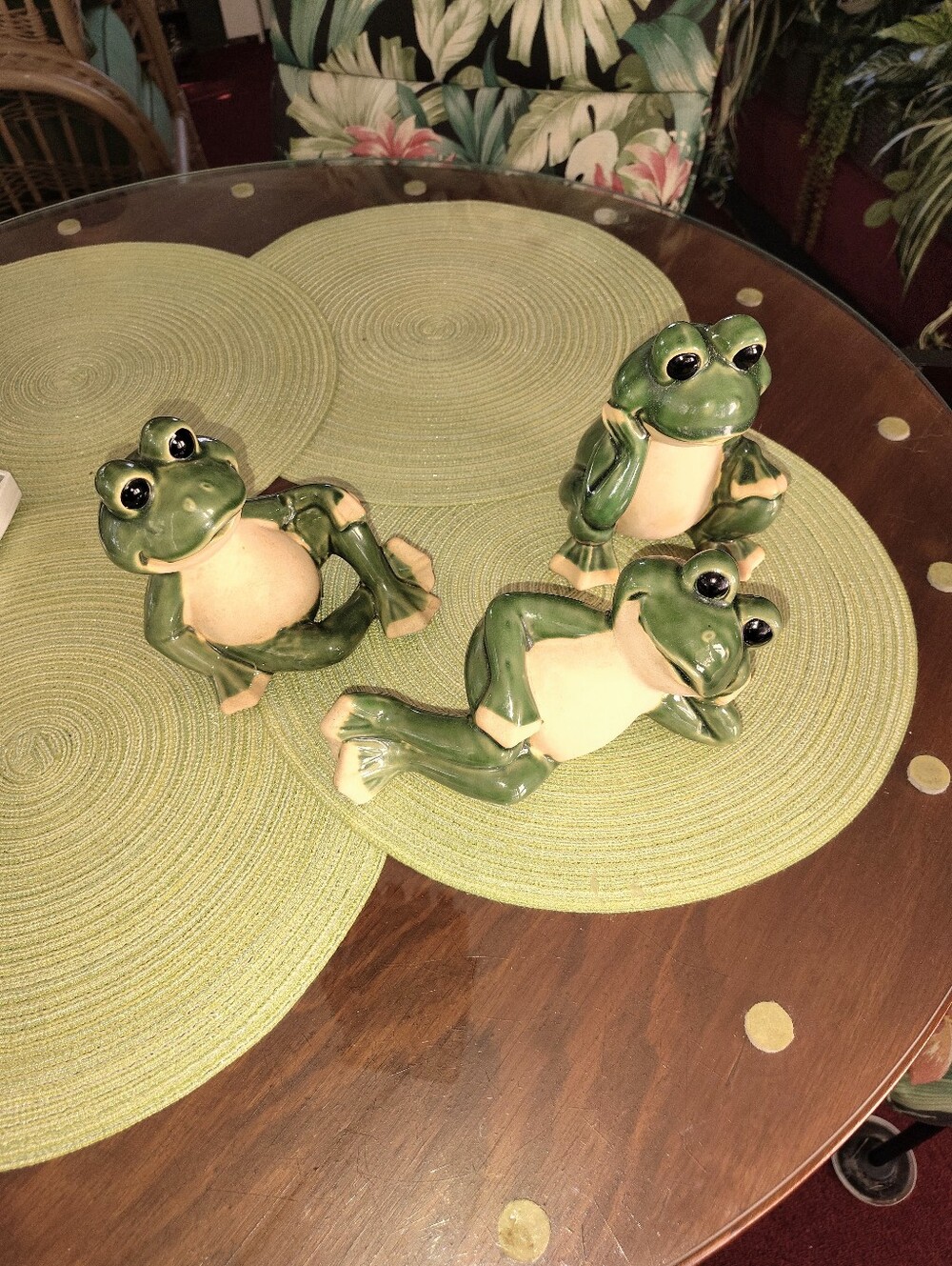 Three Hands Corp- 7"-8" Green Ceramic Frogs  15$ Each Or  $40 For All Three.